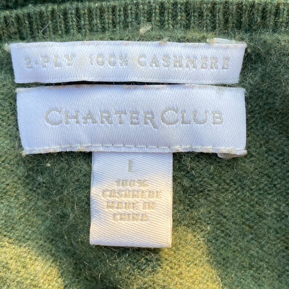 Charter Club 100% Cashmere Sweater Moss Green Old Money Quiet Luxury Capsule-L - Picture 7 of 7